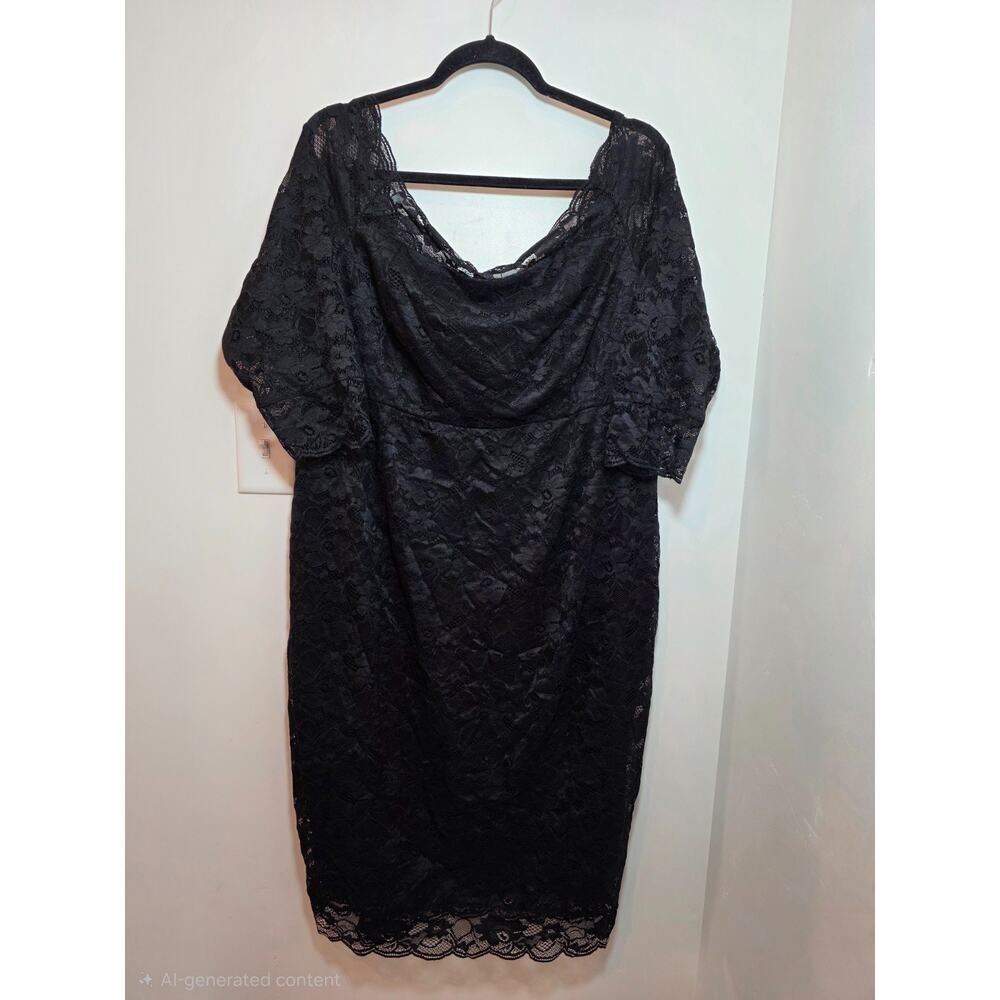NWT Torrid Midi Black Lace Dress Scalloped Neckline 3/4 Sleeves Size 22 - Picture 2 of 10